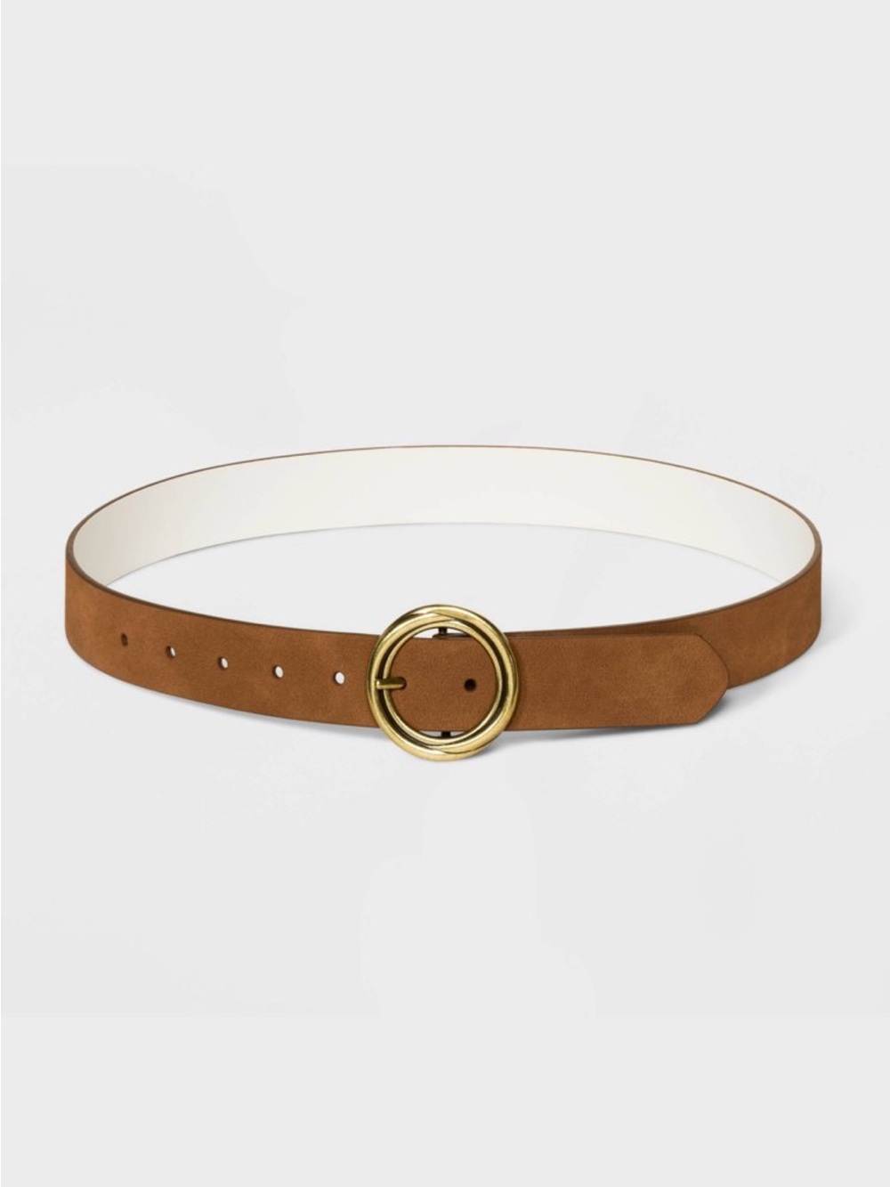 NWOT Universal Thread Suede Belt Brown XXL Gold Round Buckle - Picture 2 of 5